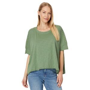 Mod-o-doc Womens Half Sleeve Open Crew Oversized Boxy Tee Mint Moss L